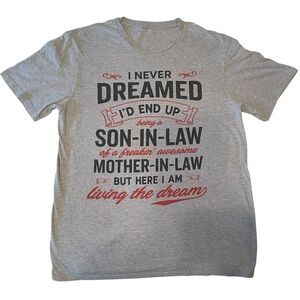 Gray Graphic T-Shirt Men’s Size Medium No Tags Son in Law Mother in Law EUC